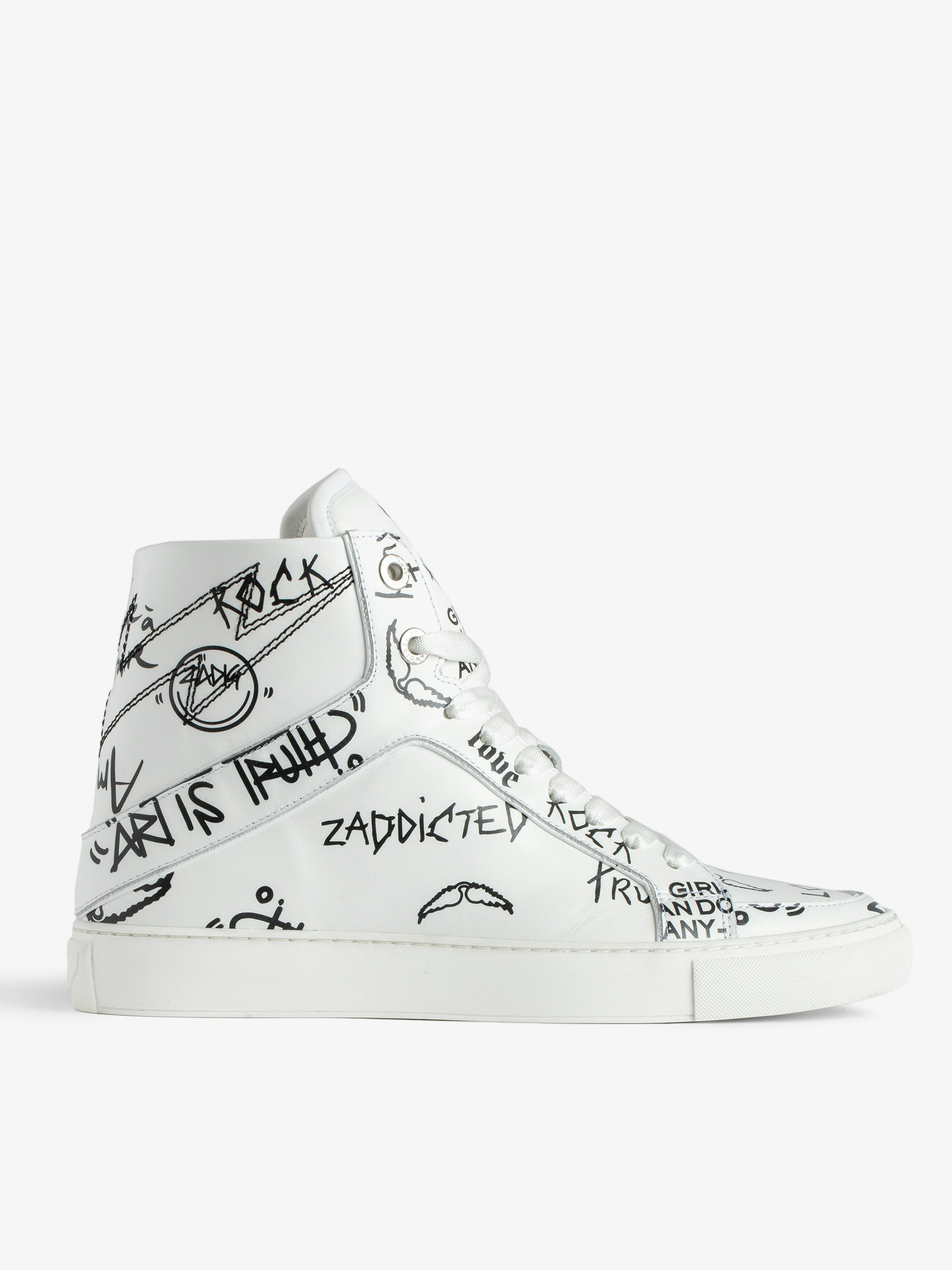 ZV1747 High Flash High-Top Graffiti Sneakers 