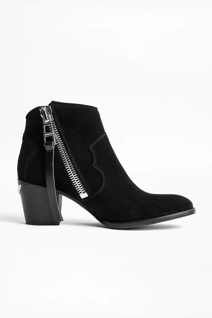Molly Suede Zip Ankle Boots