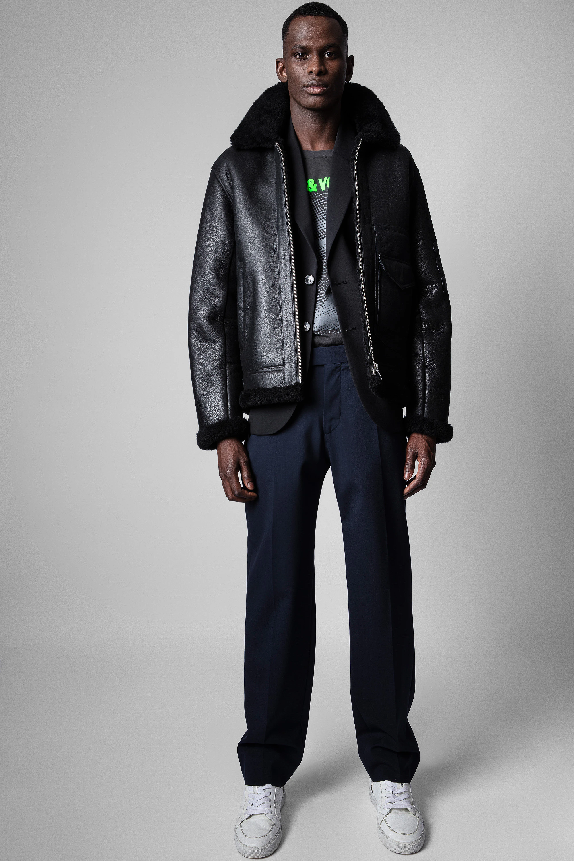 Loyd shearling leather aviator jacket thumbnail 1