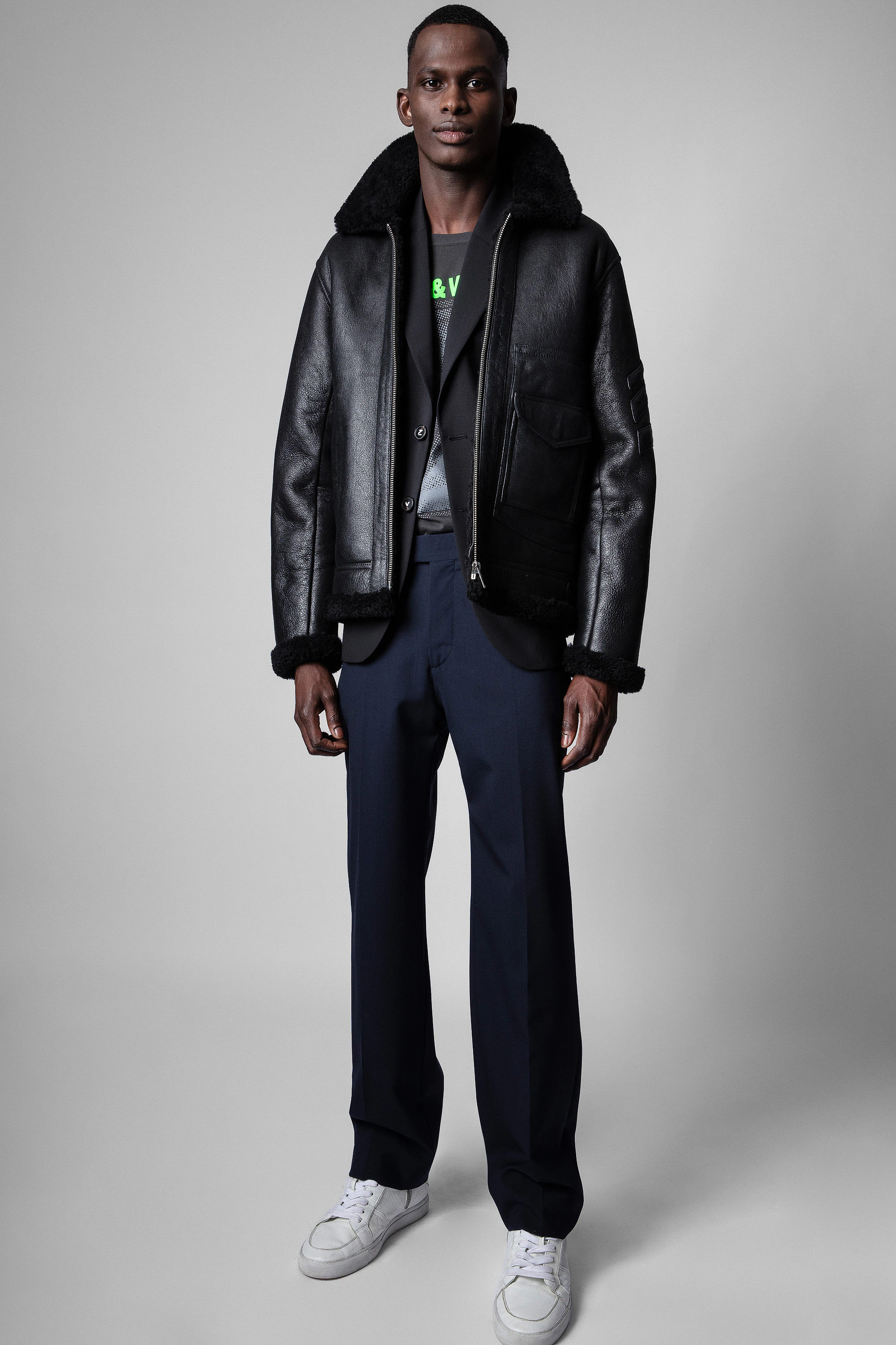 Loyd shearling leather aviator jacket thumbnail 2