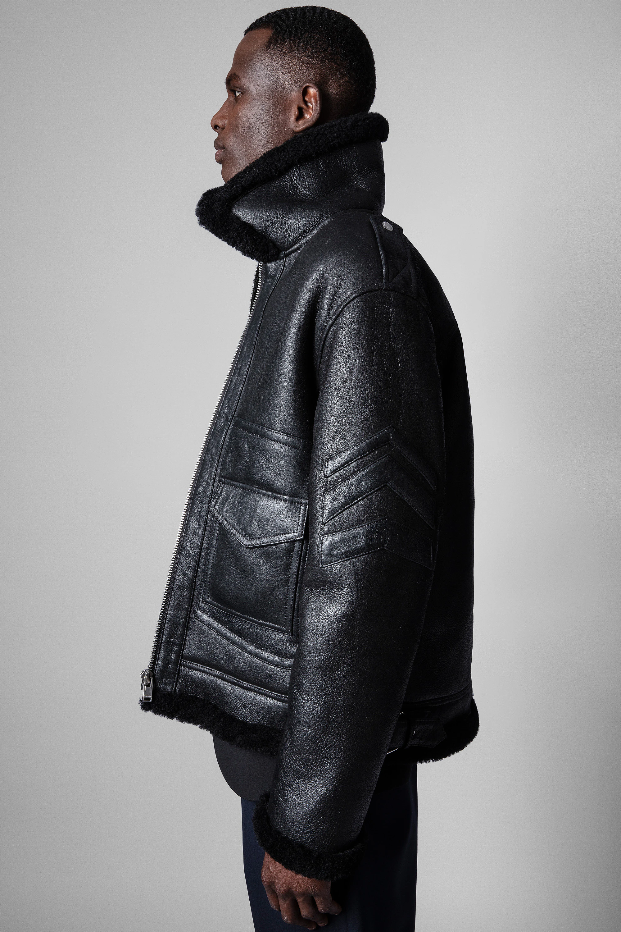 Loyd shearling leather aviator jacket thumbnail 4