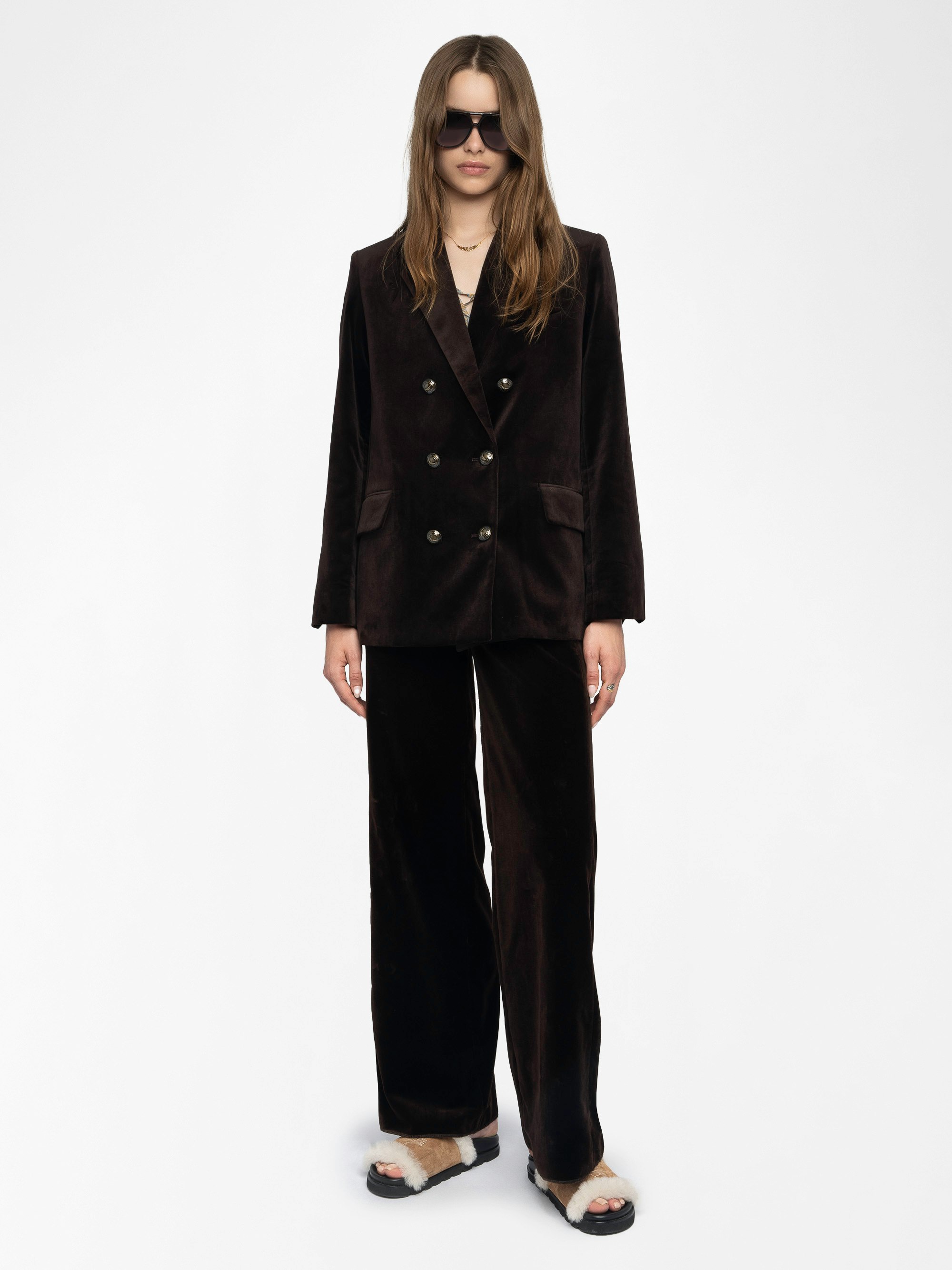 Vaska Structured Velvet Blazer