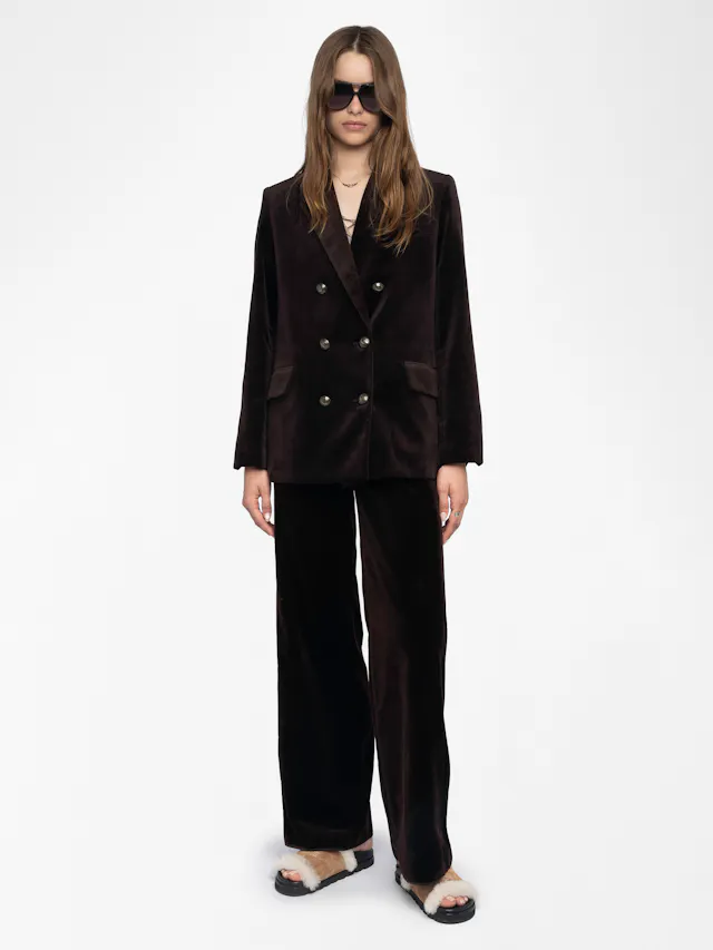 Vaska Structured Velvet Blazer