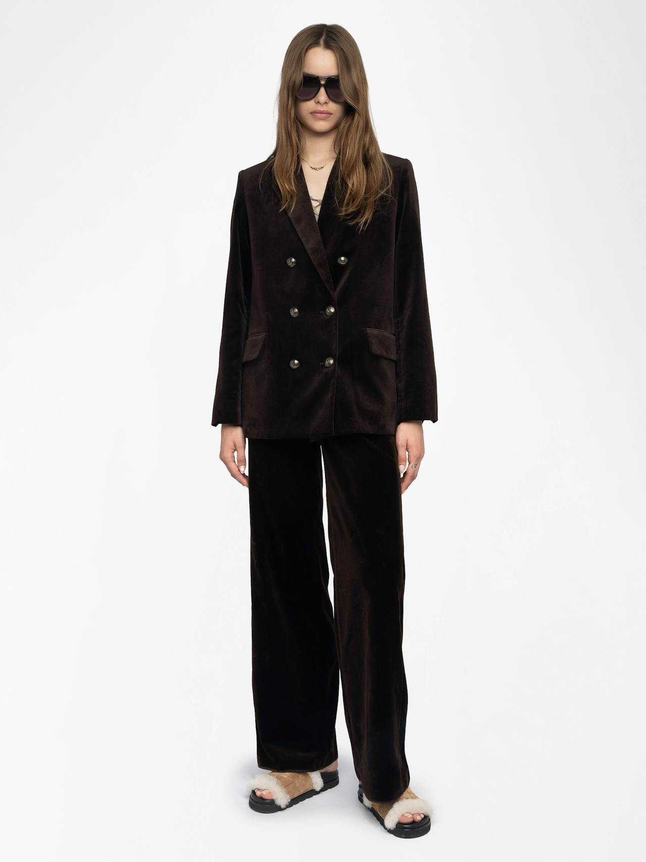 Vaska Structured Velvet Blazer