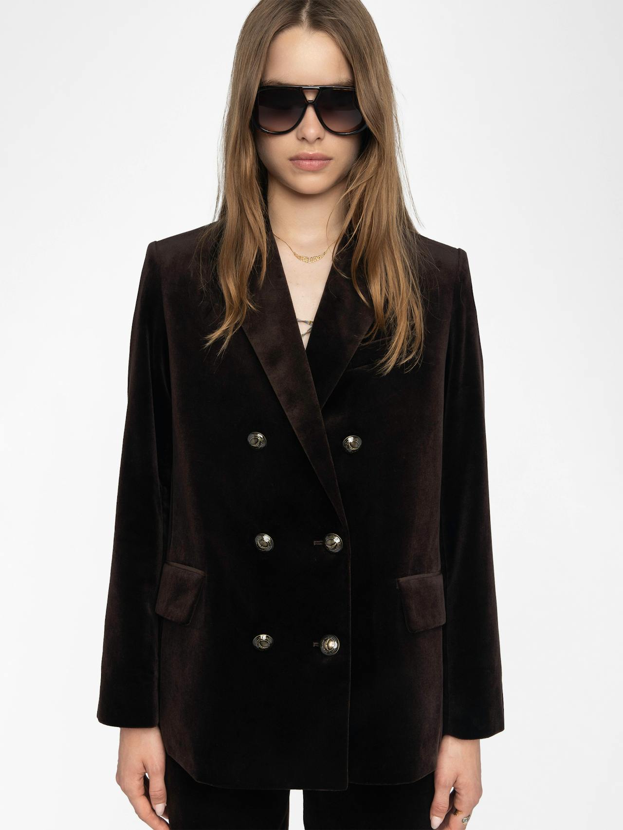 Vaska Structured Velvet Blazer
