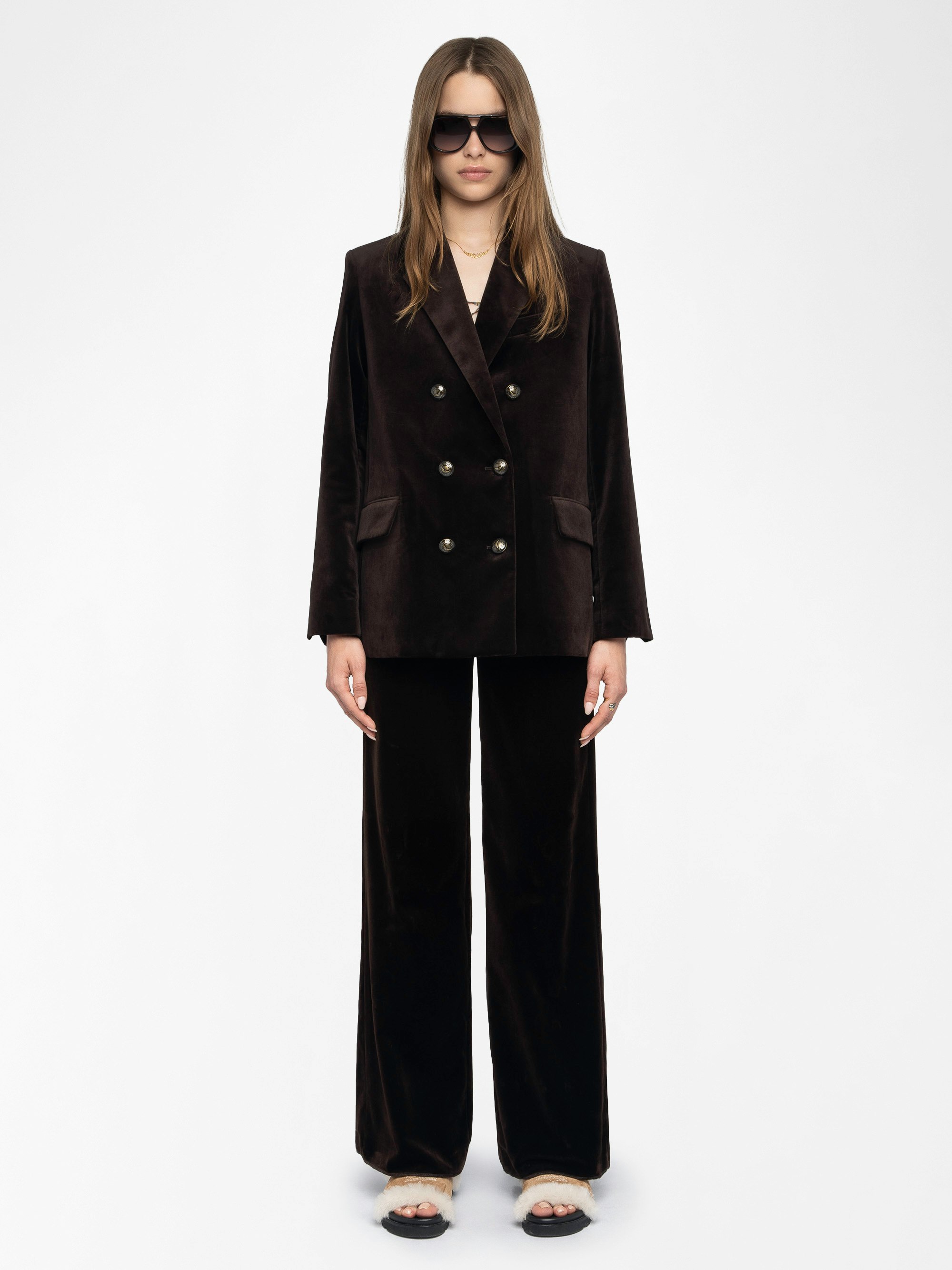 Vaska Structured Velvet Blazer 4