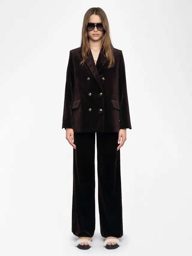 Vaska Structured Velvet Blazer