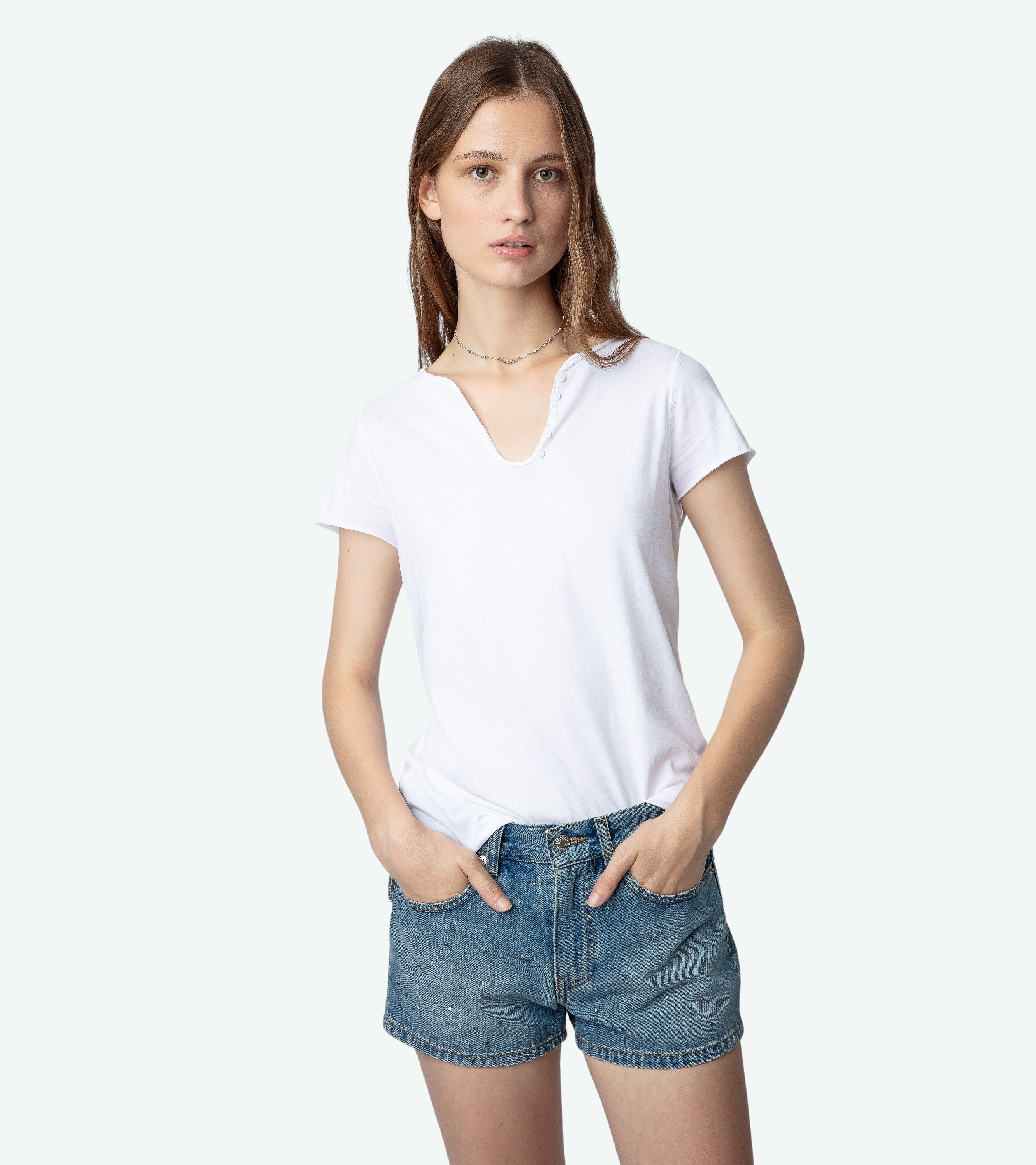 Sima Denim Diamanté Shorts