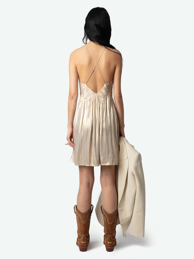 Rayonna Pleated Satin Dress