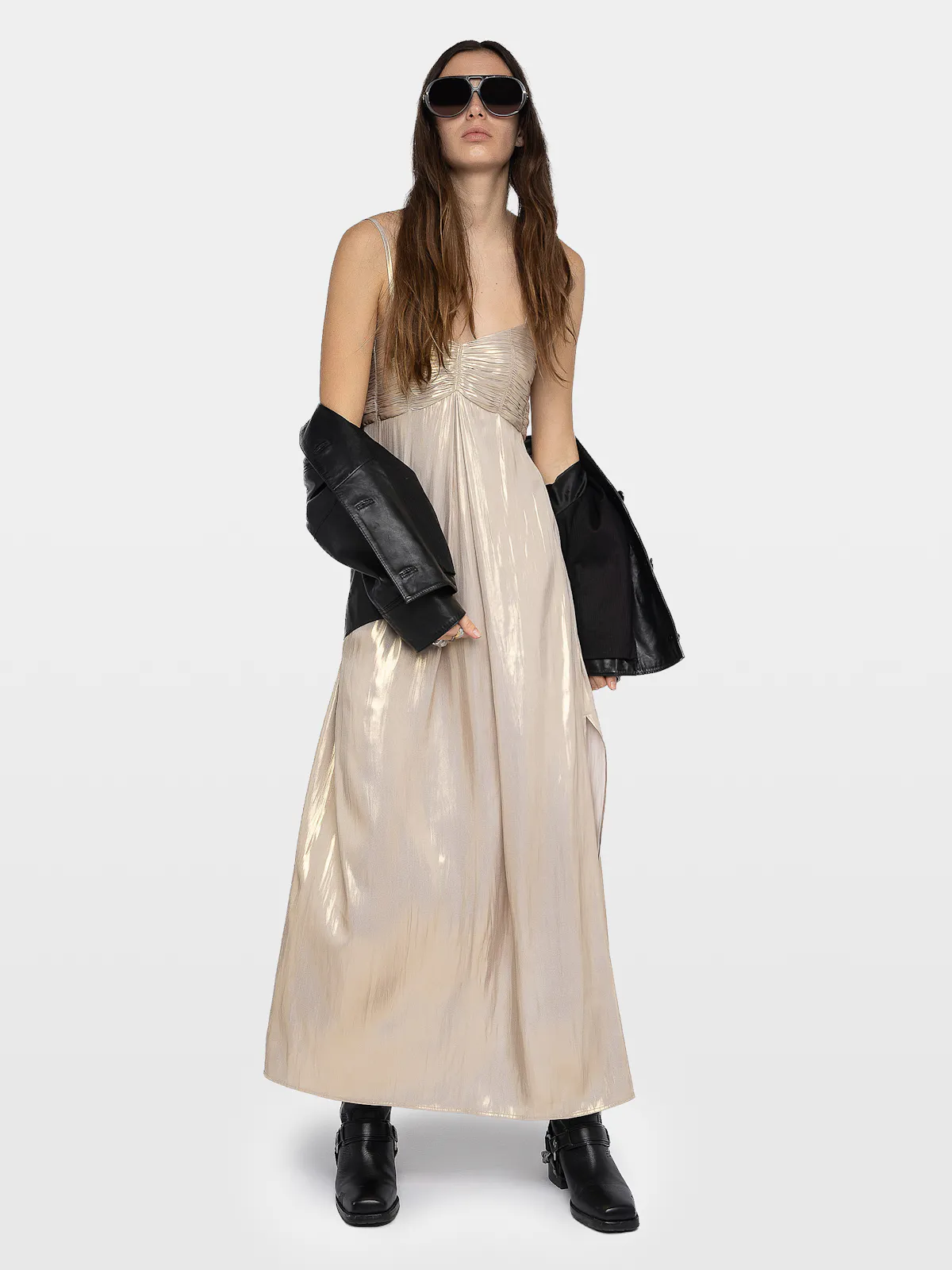 Elegant Gold Satin Long Dress | Zadig&Voltaire Elegant Gold Satin Long Dress | Zadig&Voltaire